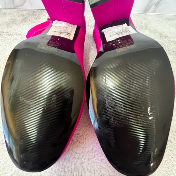New Topshop Hot Pink Stretch Ankle Block Heel Booties - Picture 11 of 15